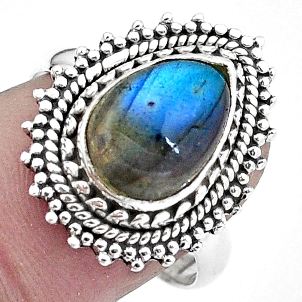 Natural blue labradorite 925 sterling silver ring jewelry size 7 m77692