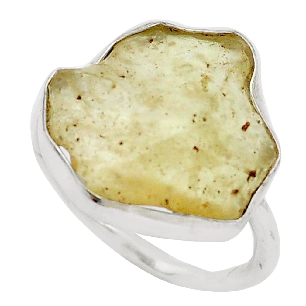 Natural libyan desert glass (gold tektite) 925 silver ring size 9 m77842