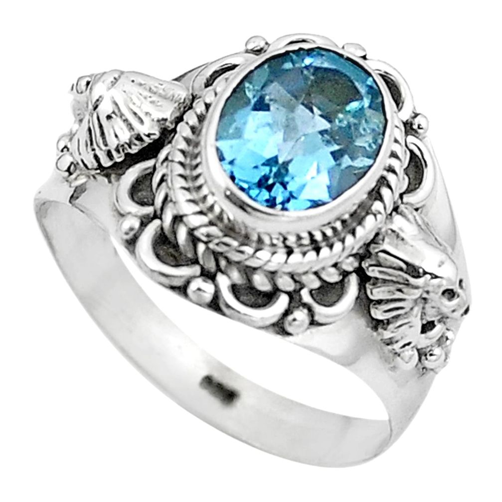 Natural blue topaz 925 sterling silver ring jewelry size 7.5 m77974