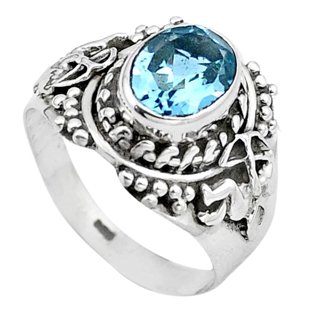 Natural blue topaz 925 sterling silver ring jewelry size 6 m77975