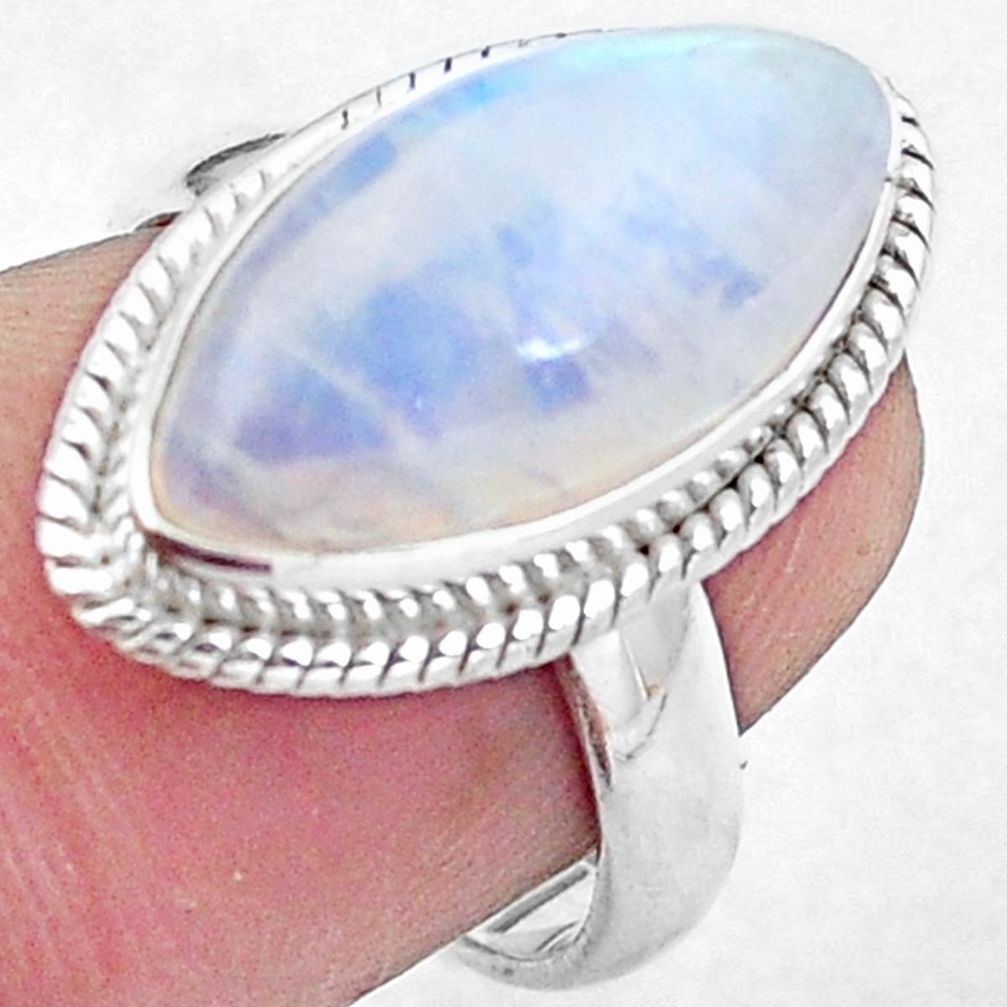 Natural rainbow moonstone 925 sterling silver ring jewelry size 6 m78017