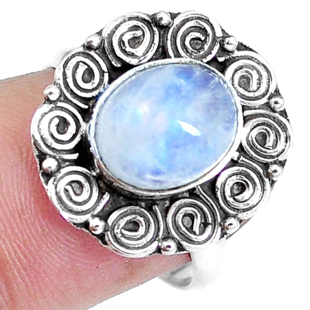 925 sterling silver natural rainbow moonstone ring jewelry size 7 m78898