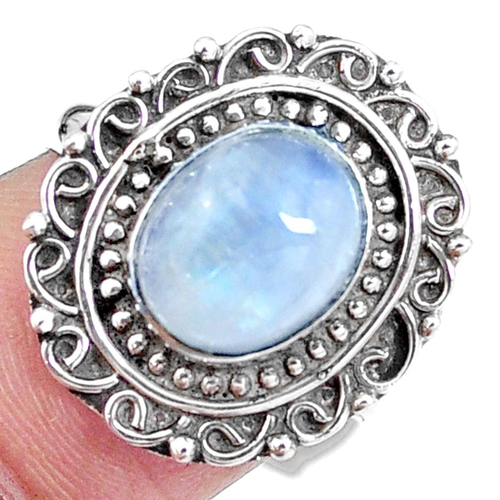 925 sterling silver natural rainbow moonstone oval ring jewelry size 7 m78900