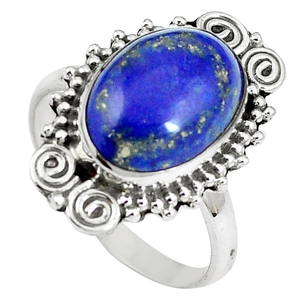 Natural blue lapis lazuli 925 sterling silver ring jewelry size 8 m78921
