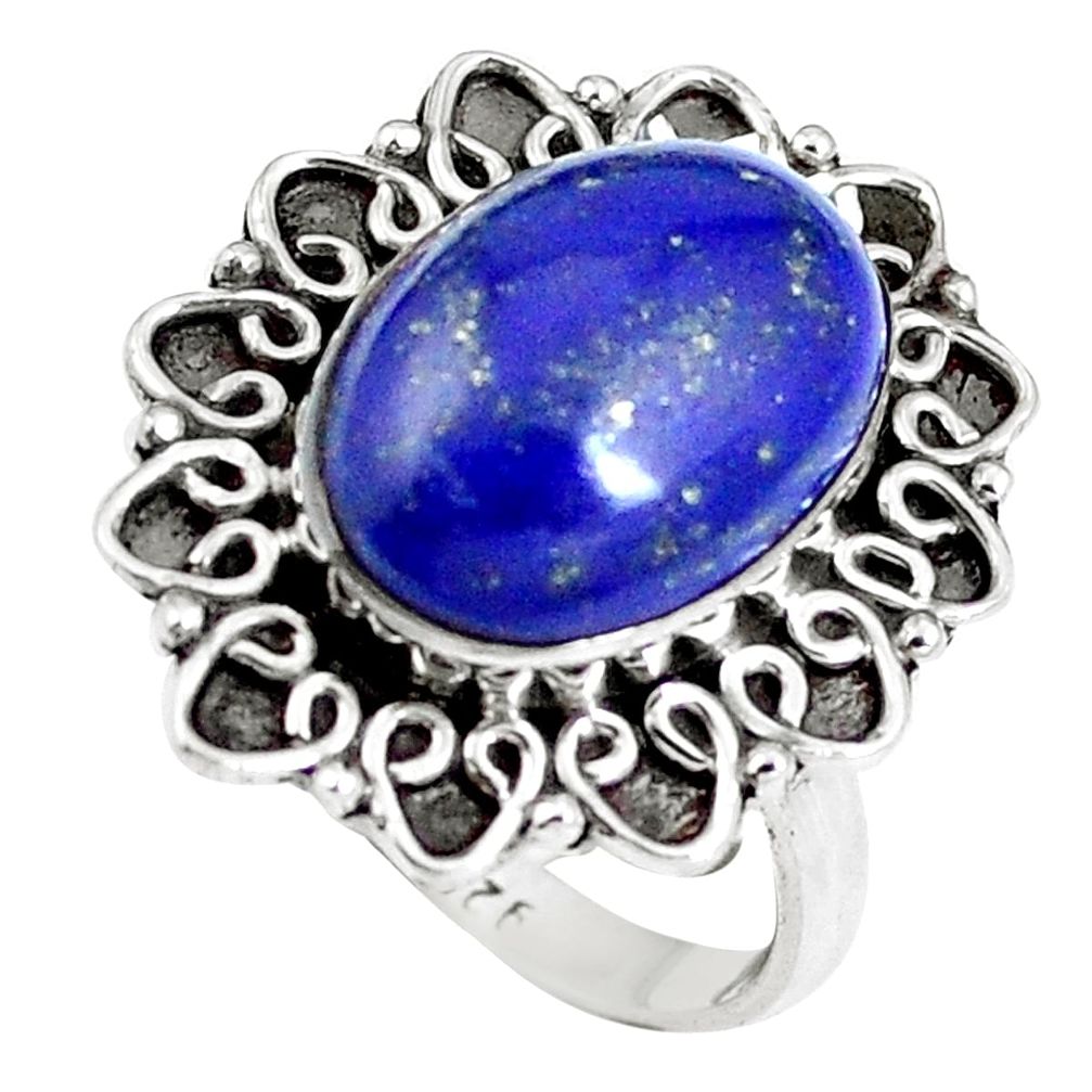 Natural blue lapis lazuli 925 sterling silver ring size 6.5 m78922