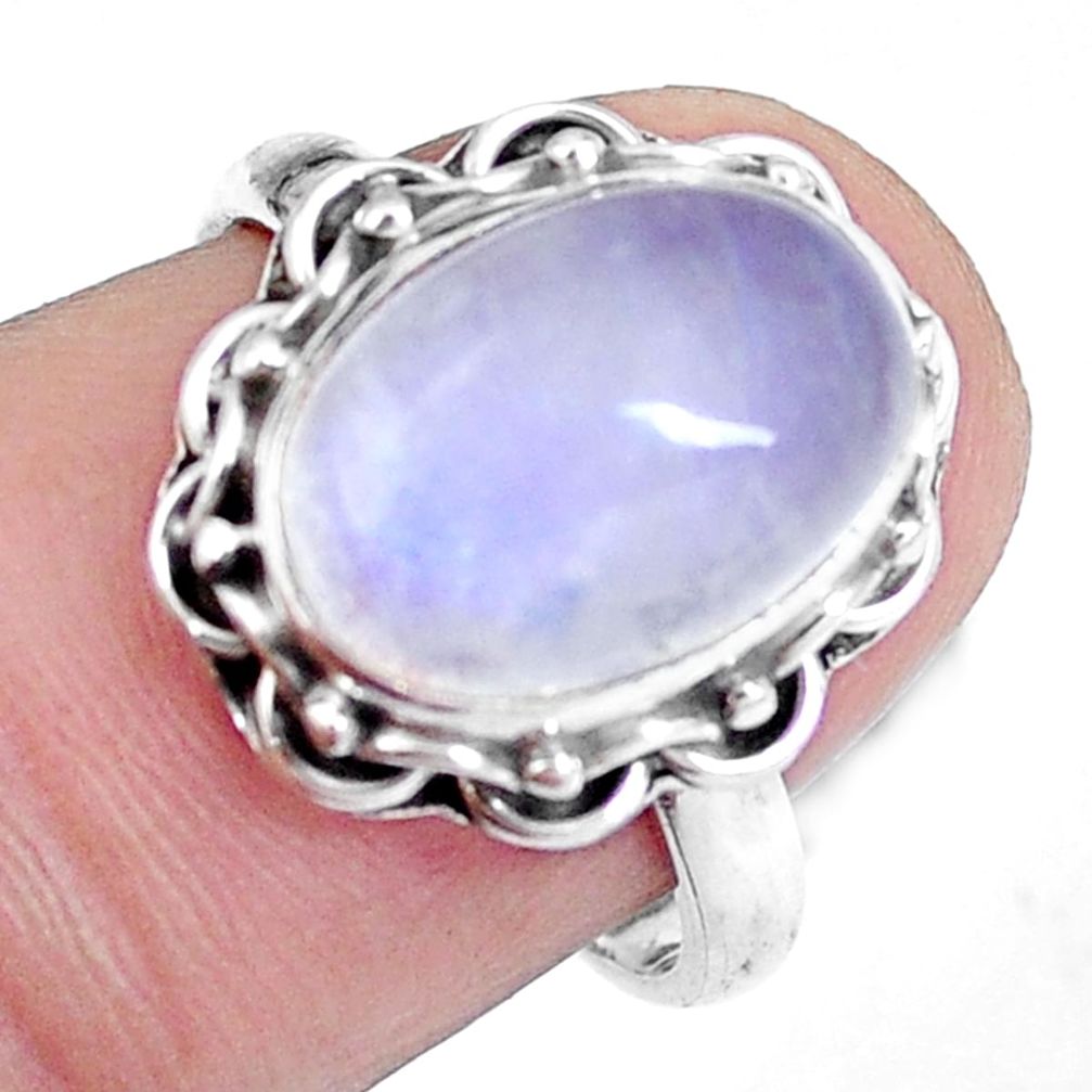 925 sterling silver natural rainbow moonstone ring size 6.5 m78958