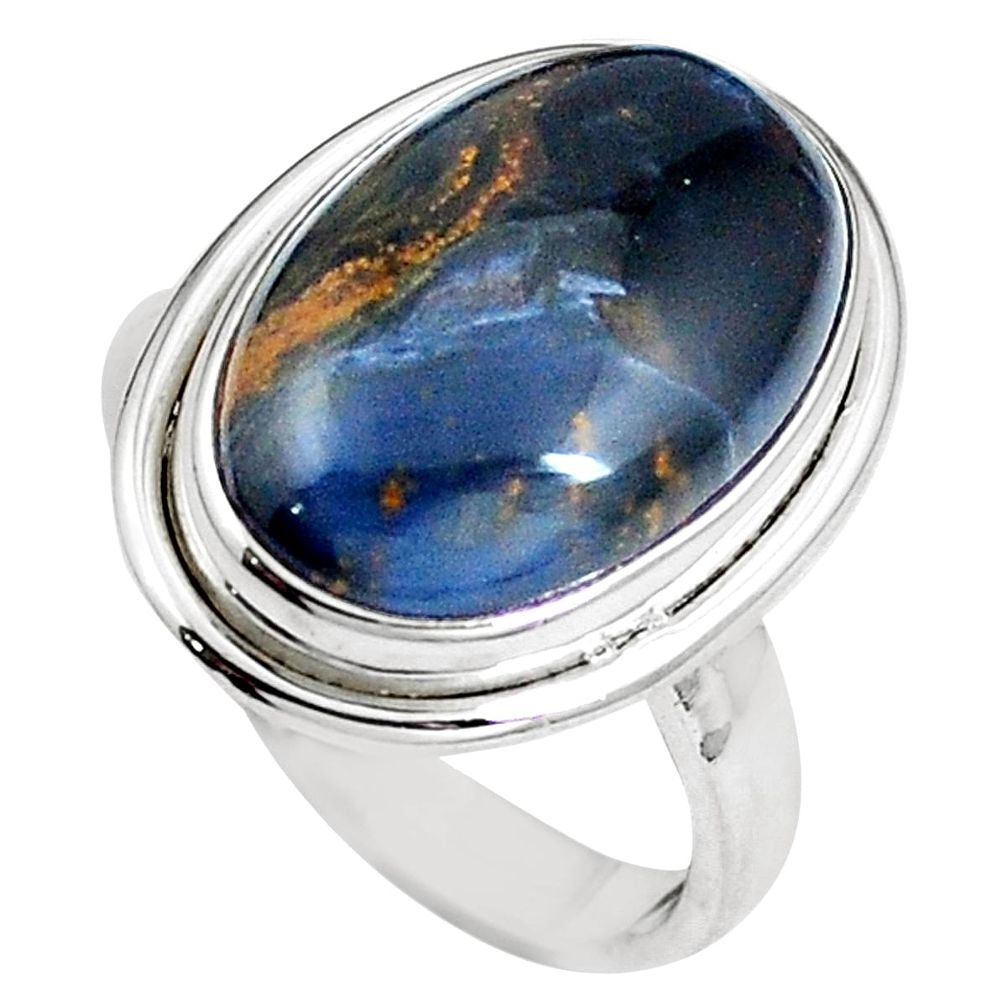 Natural black pietersite (african) 925 silver ring jewelry size 7 m78985
