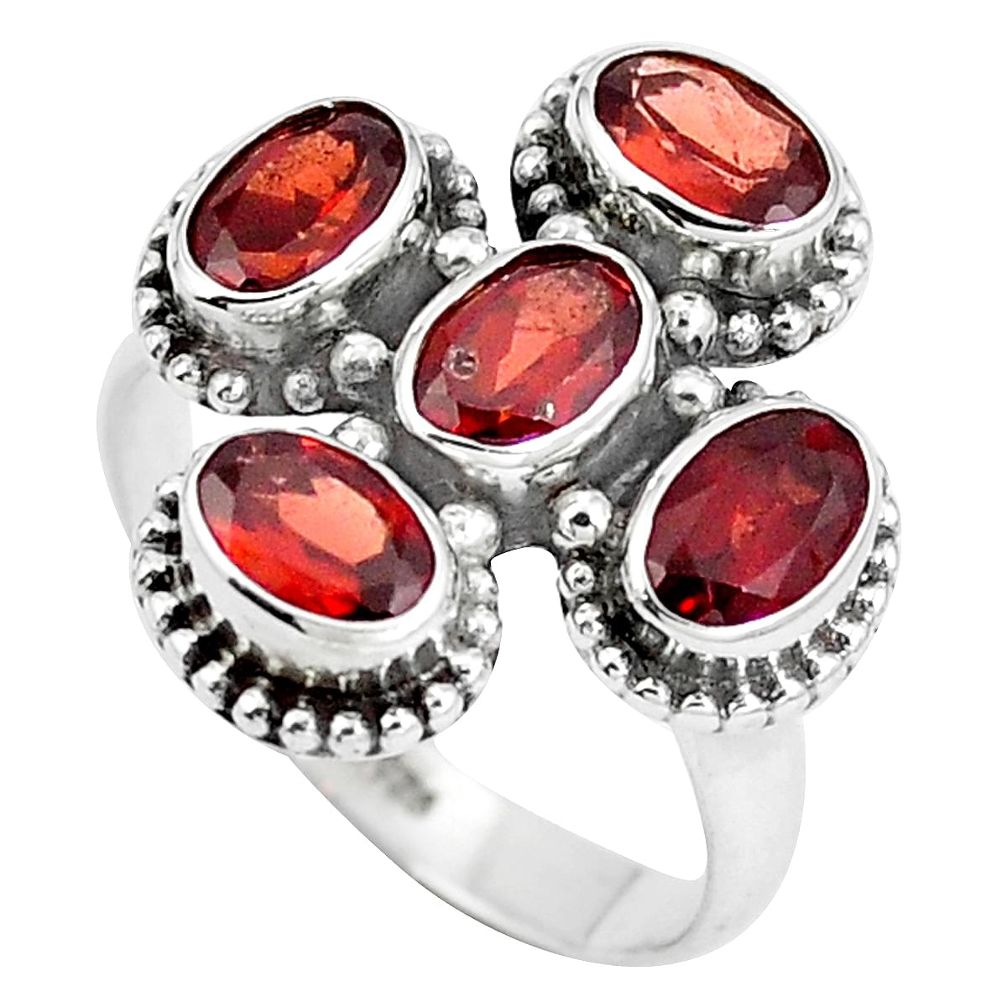 Natural red garnet 925 sterling silver ring jewelry size 7.5 m79089