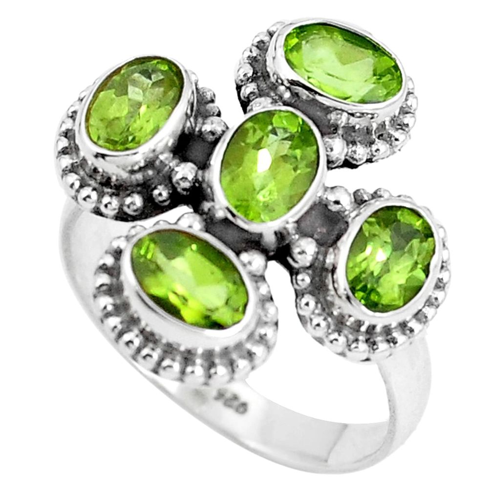 Natural green peridot 925 sterling silver ring jewelry size 7.5 m79091