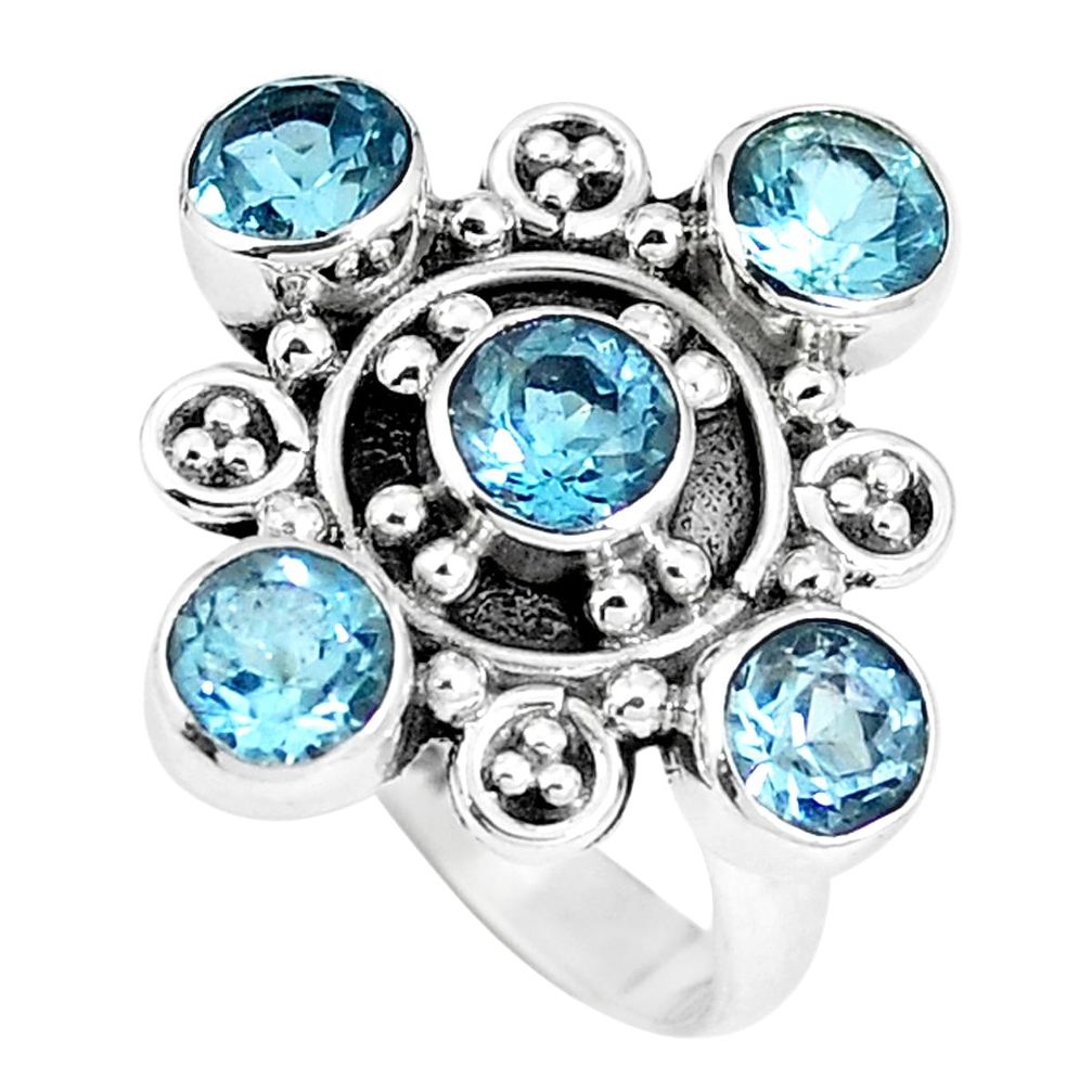 Natural blue topaz 925 sterling silver ring jewelry size 6.5 m79093