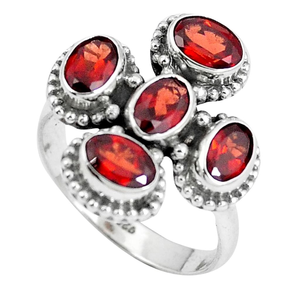 Natural red garnet 925 sterling silver ring jewelry size 6.5 m79095