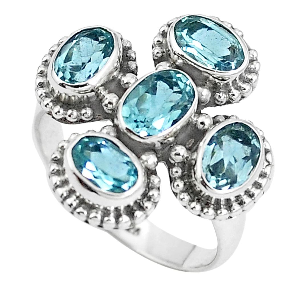 Natural blue topaz 925 sterling silver ring jewelry size 8 m79098