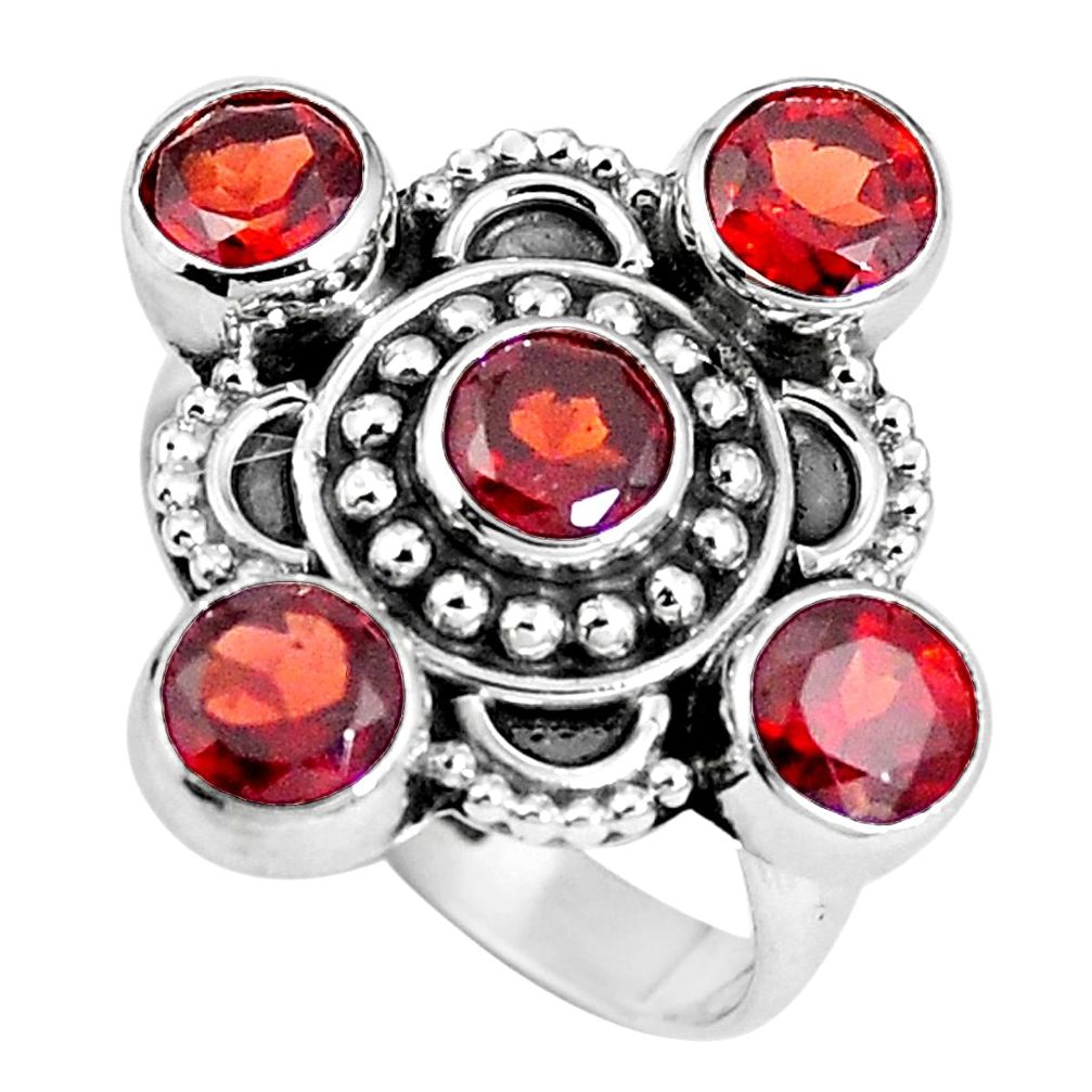 Natural red garnet 925 sterling silver ring jewelry size 7 m79121