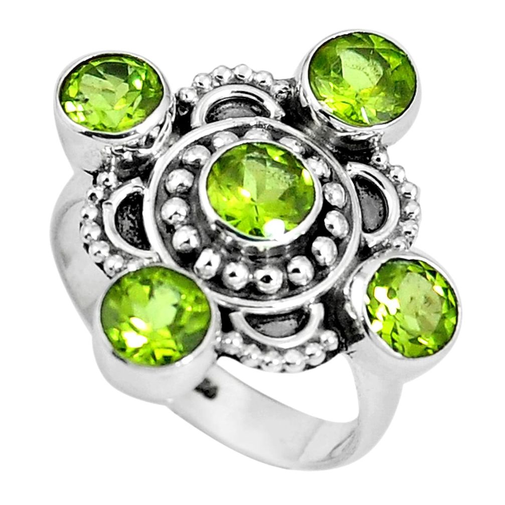 Natural green peridot 925 sterling silver ring jewelry size 6 m79124