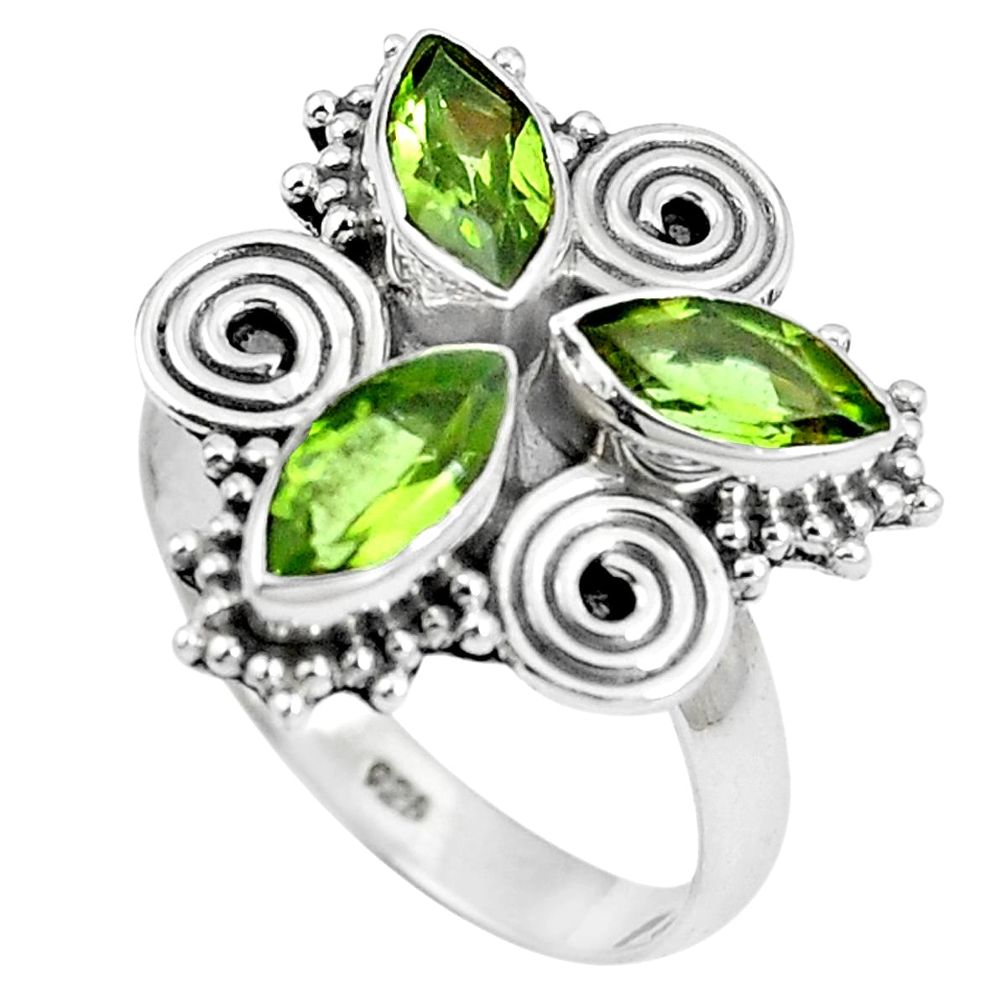 Natural green peridot 925 sterling silver ring jewelry size 7.5 m79127