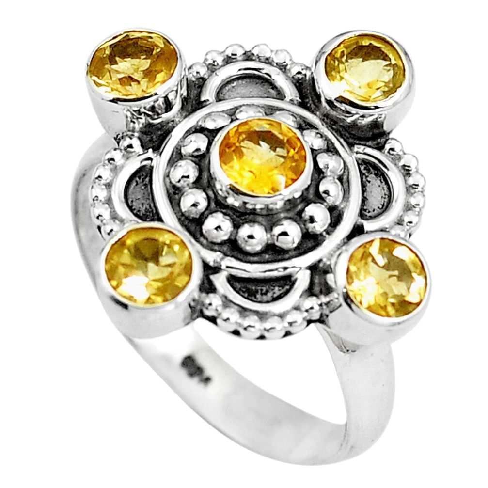 Natural yellow citrine 925 sterling silver ring jewelry size 7 m79130