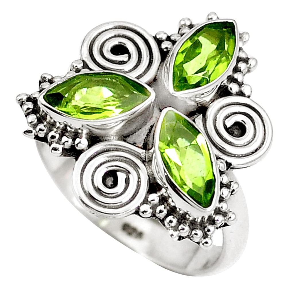 Natural green peridot 925 sterling silver ring jewelry size 7 m79131
