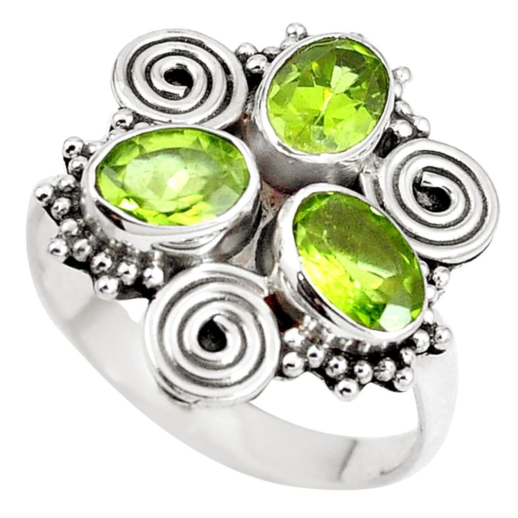 Natural green peridot 925 sterling silver ring jewelry size 7 m79132