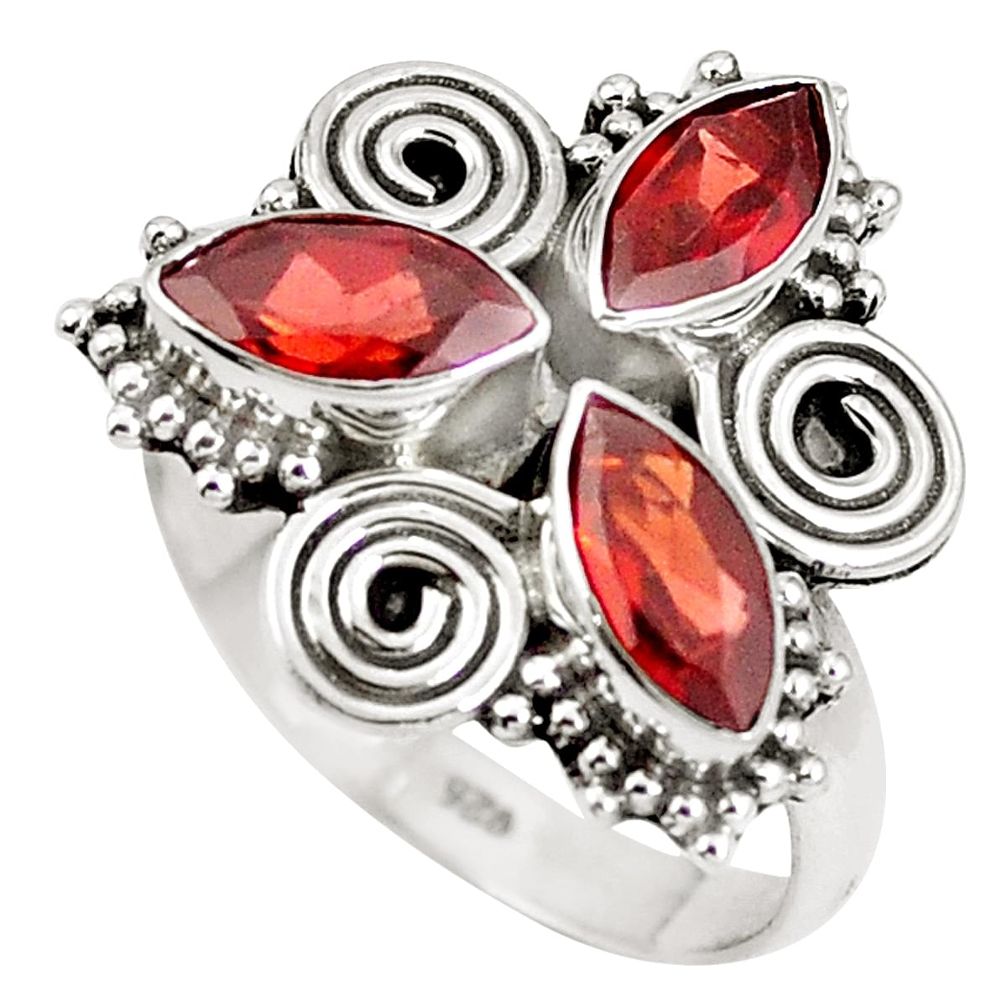 Natural red garnet 925 sterling silver ring jewelry size 6 m79134