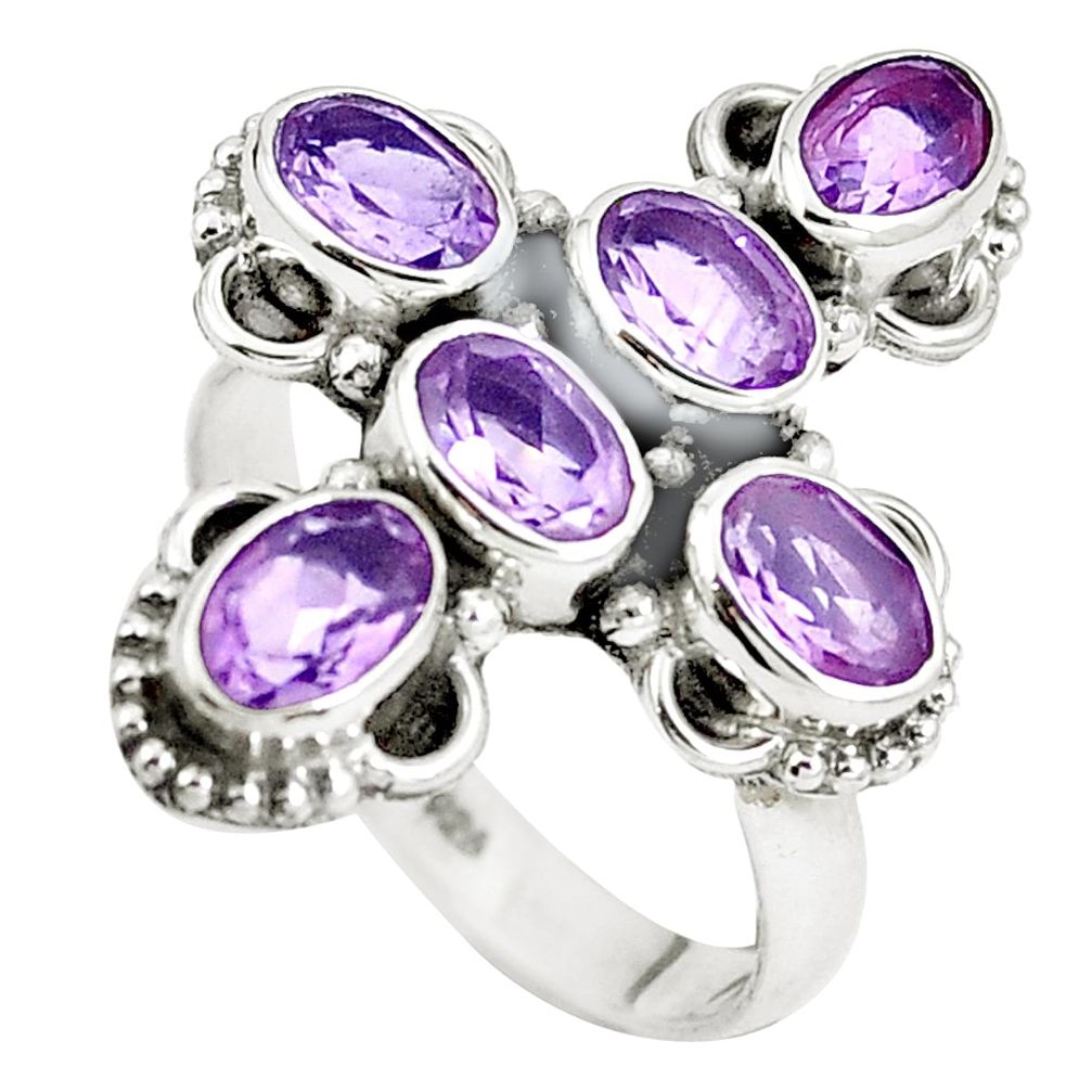 Natural purple amethyst 925 silver holy cross ring size 8 m79166