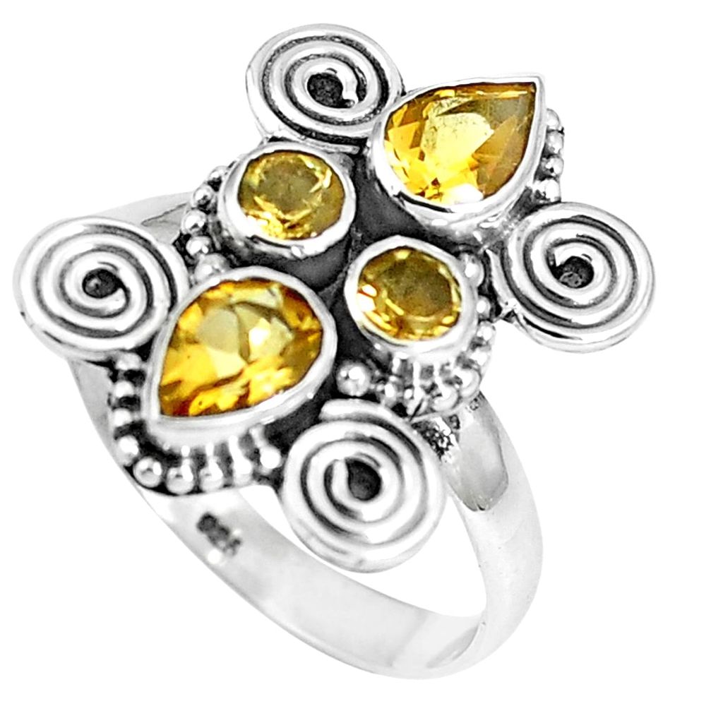 Natural yellow citrine 925 sterling silver ring jewelry size 7.5 m79179