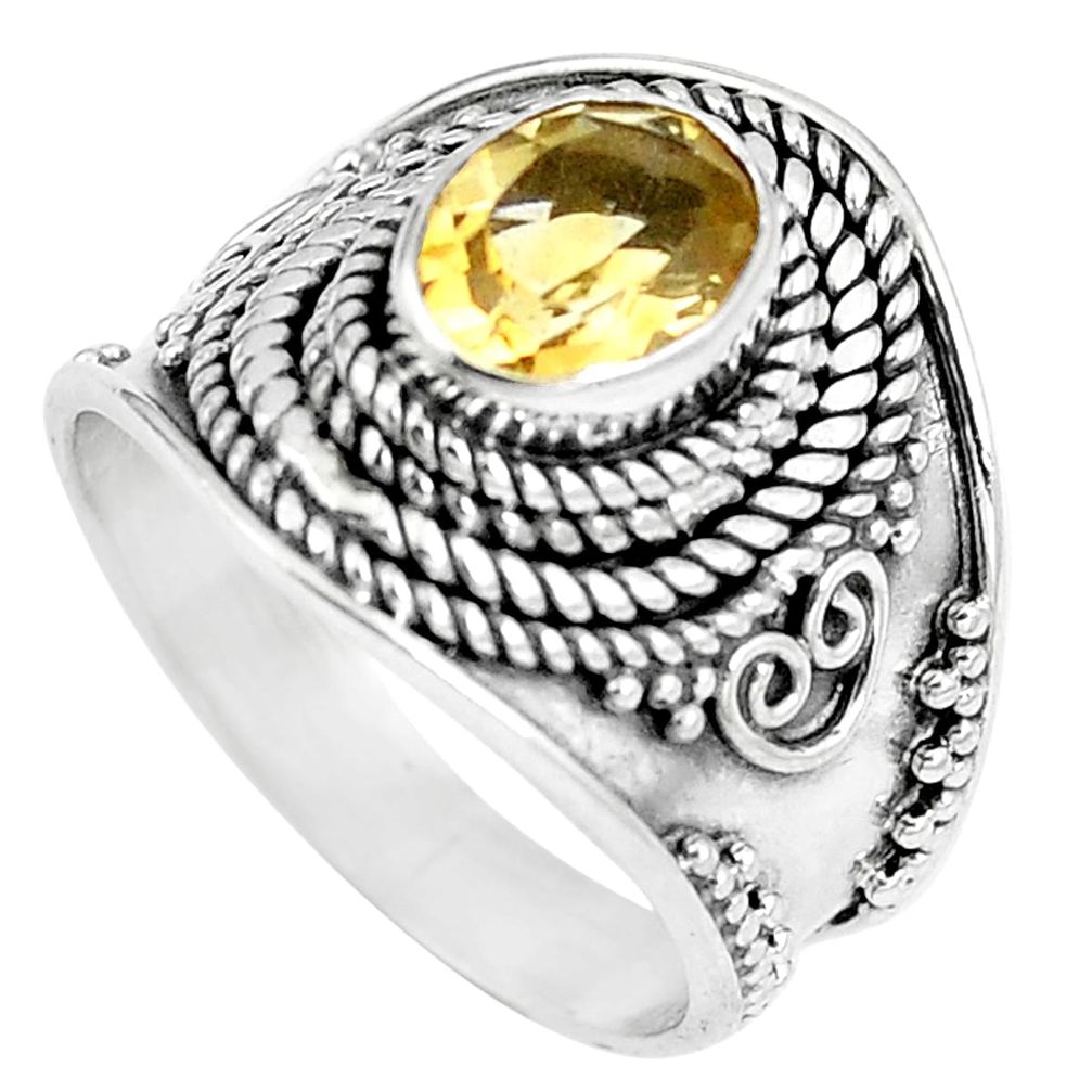 Natural yellow citrine 925 sterling silver ring jewelry size 7 m79211