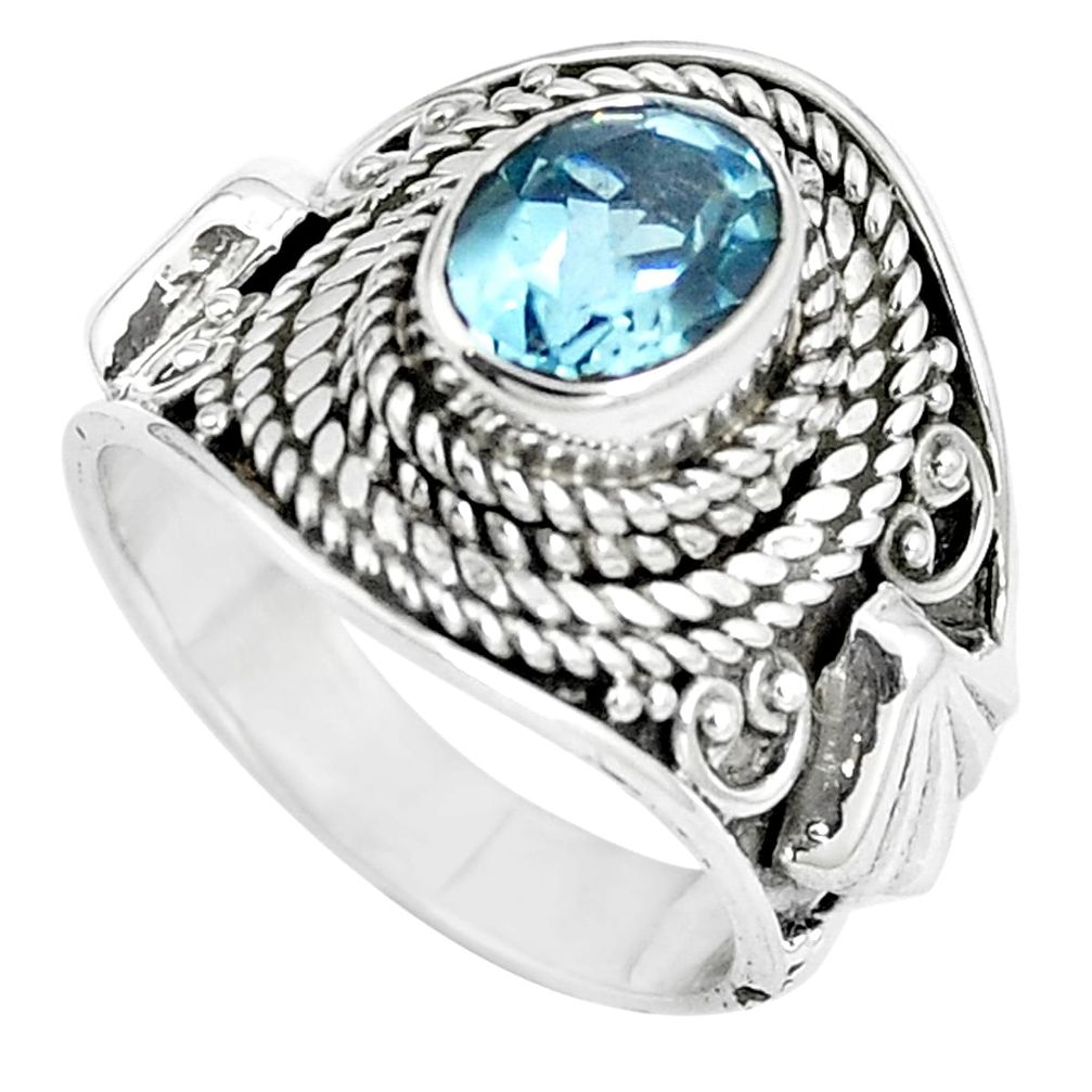 Natural blue topaz 925 sterling silver ring jewelry size 6 m79212