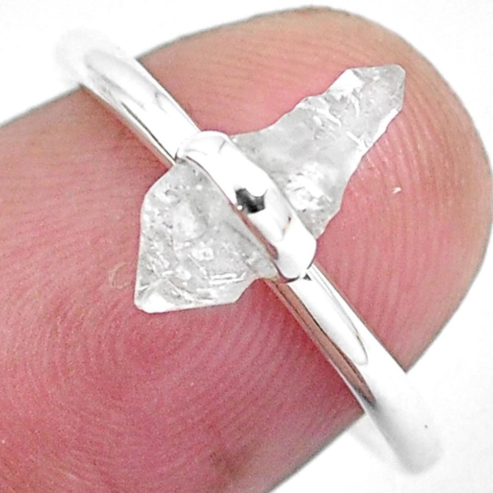 Natural white herkimer diamond 925 sterling silver ring size 5 m79282