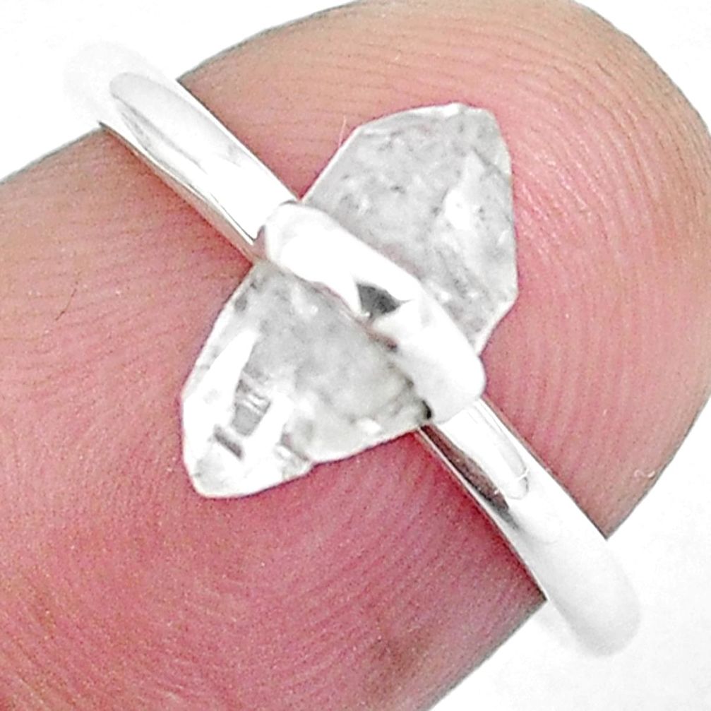 Natural white herkimer diamond 925 sterling silver ring size 5 m79292