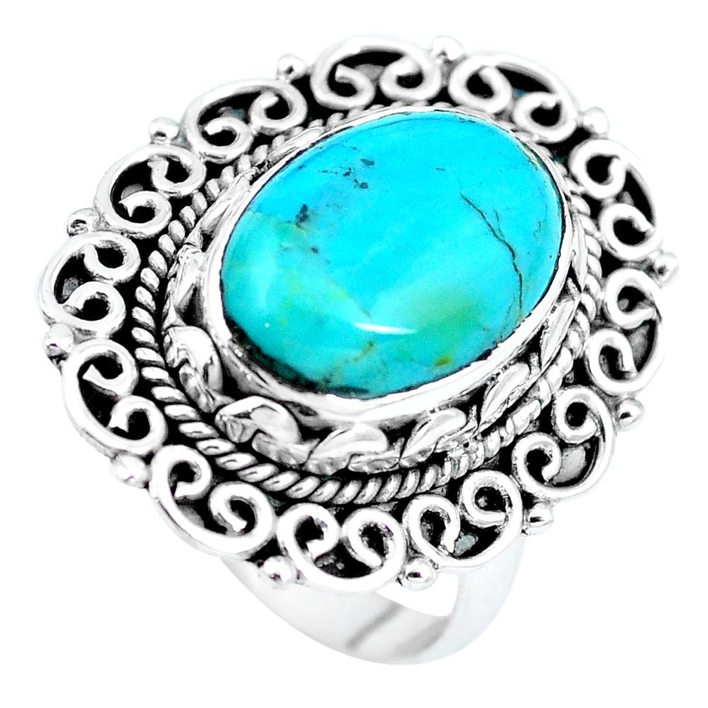 Green arizona mohave turquoise 925 sterling silver ring size 8 m79866