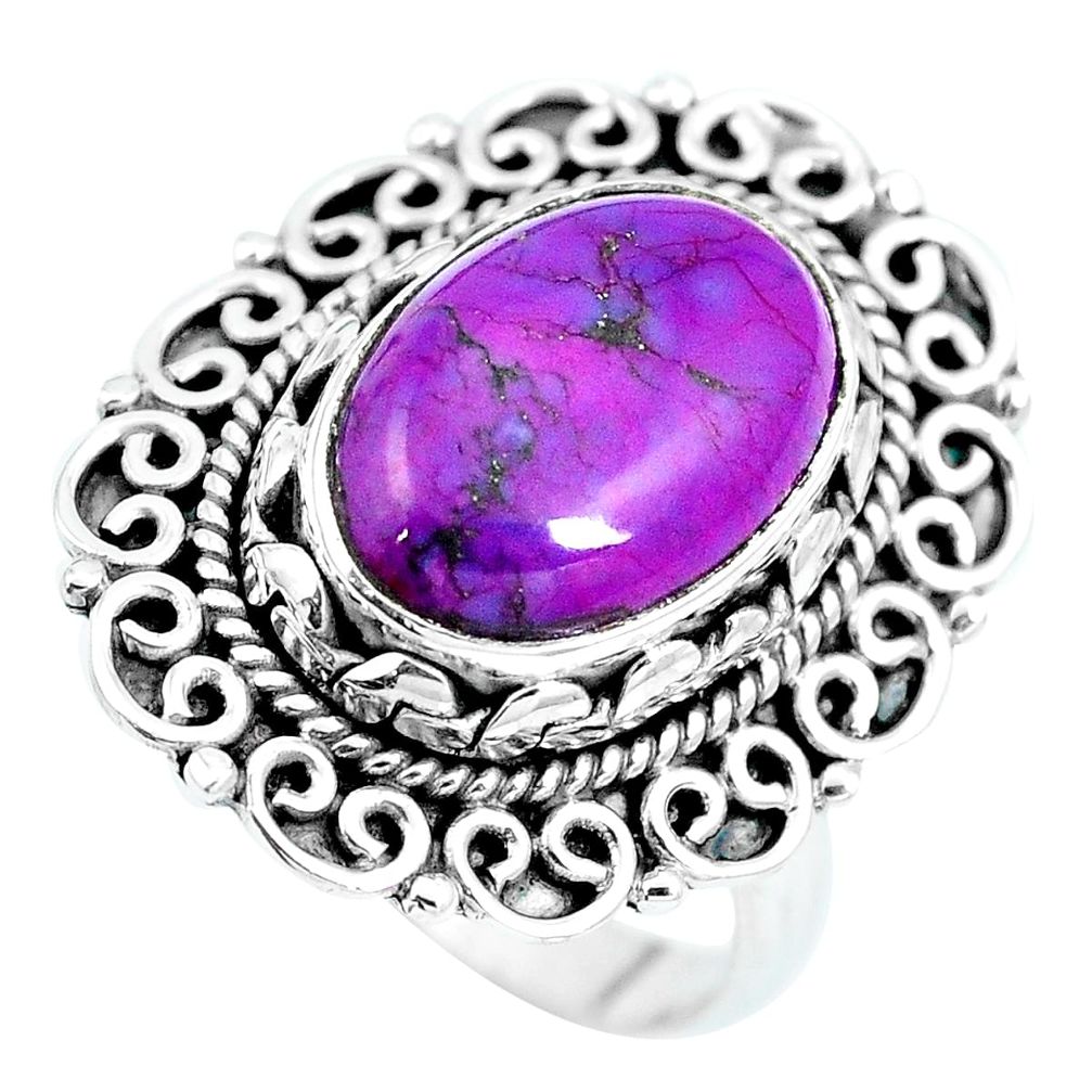 925 sterling silver purple copper turquoise oval ring jewelry size 9 m79869