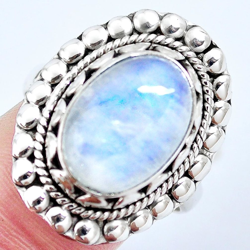 925 sterling silver natural rainbow moonstone ring jewelry size 8.5 m79880