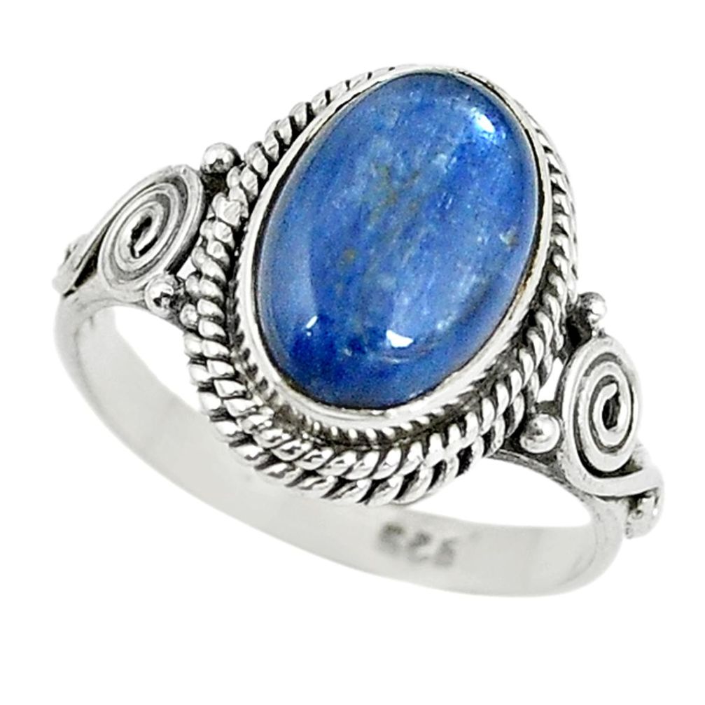 Natural blue kyanite 925 sterling silver solitaire ring jewelry size 7.5 m8076