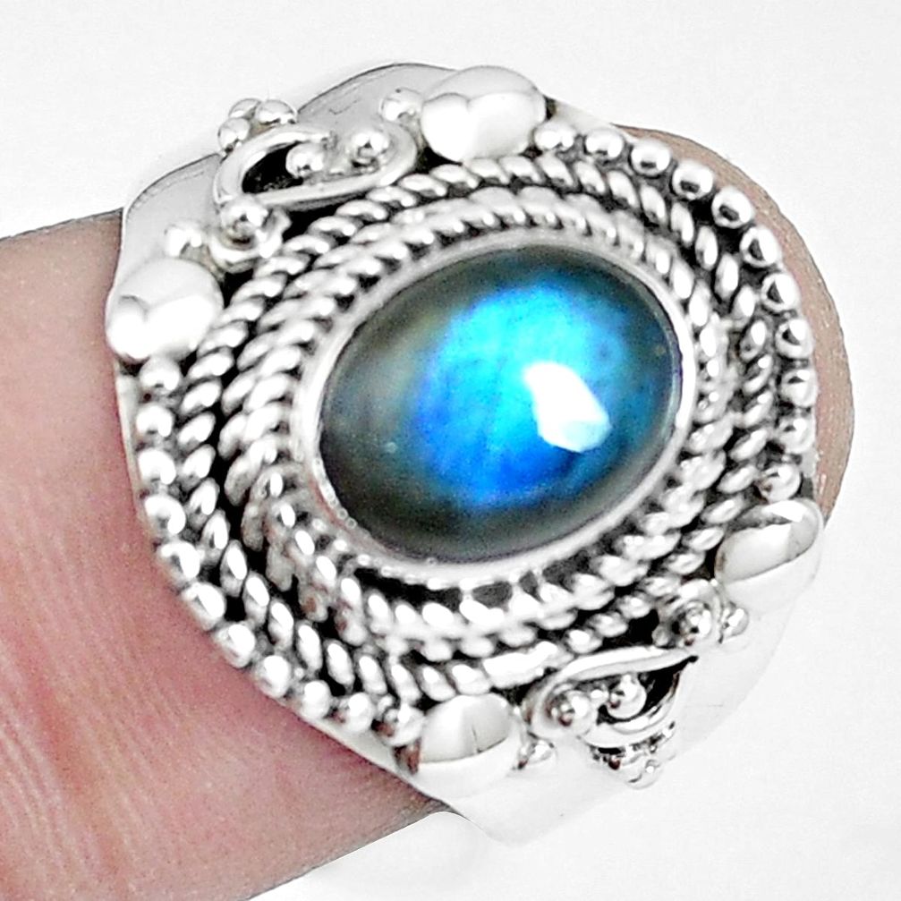 925 sterling silver natural blue labradorite ring jewelry size 7.5 m80908