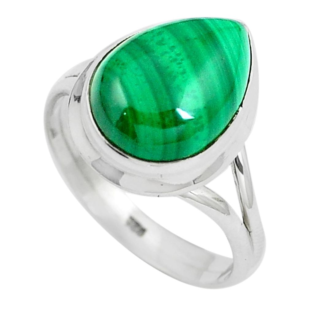 Natural green malachite (pilot's stone) 925 silver ring size 7.5 m80949