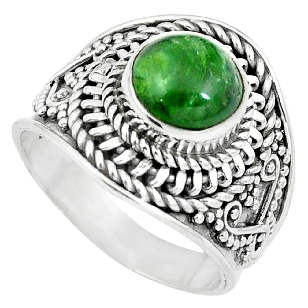 Natural green chrome diopside 925 sterling silver ring size 6.5 m80981