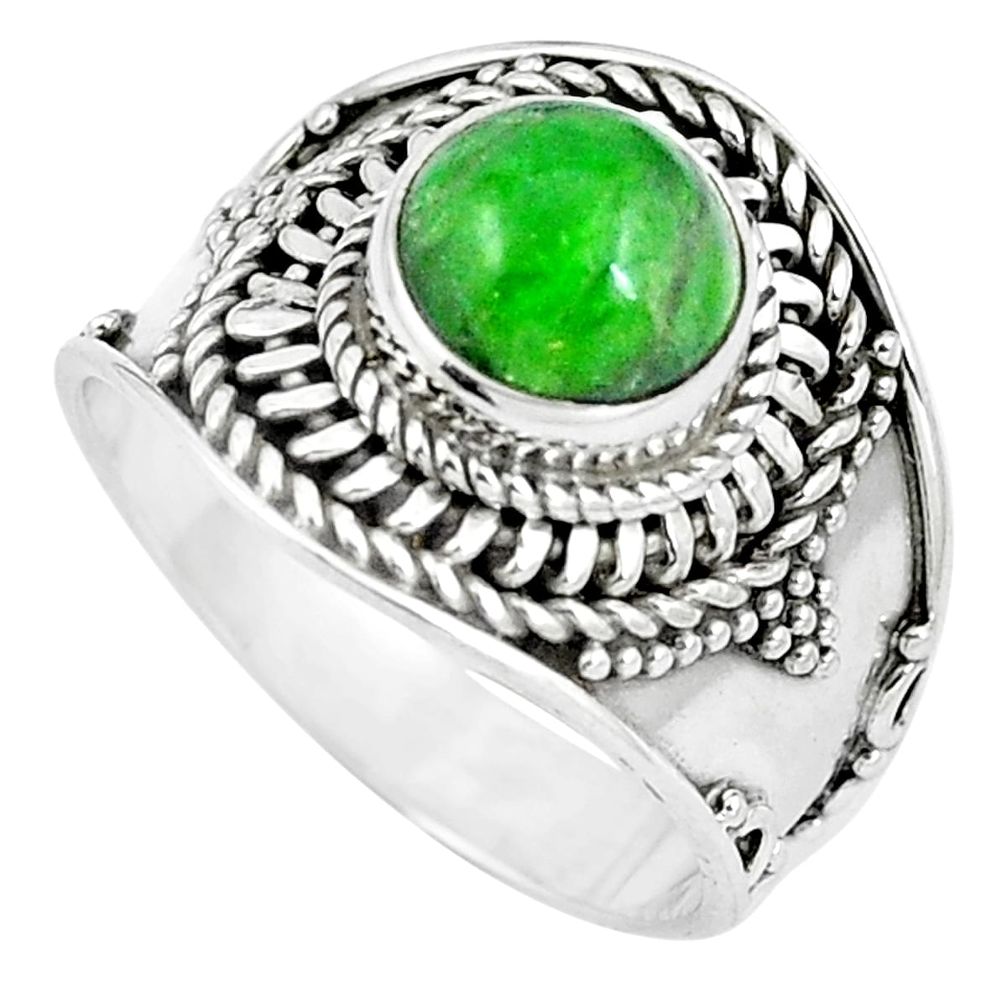 Natural green chrome diopside 925 sterling silver ring size 7.5 m80986