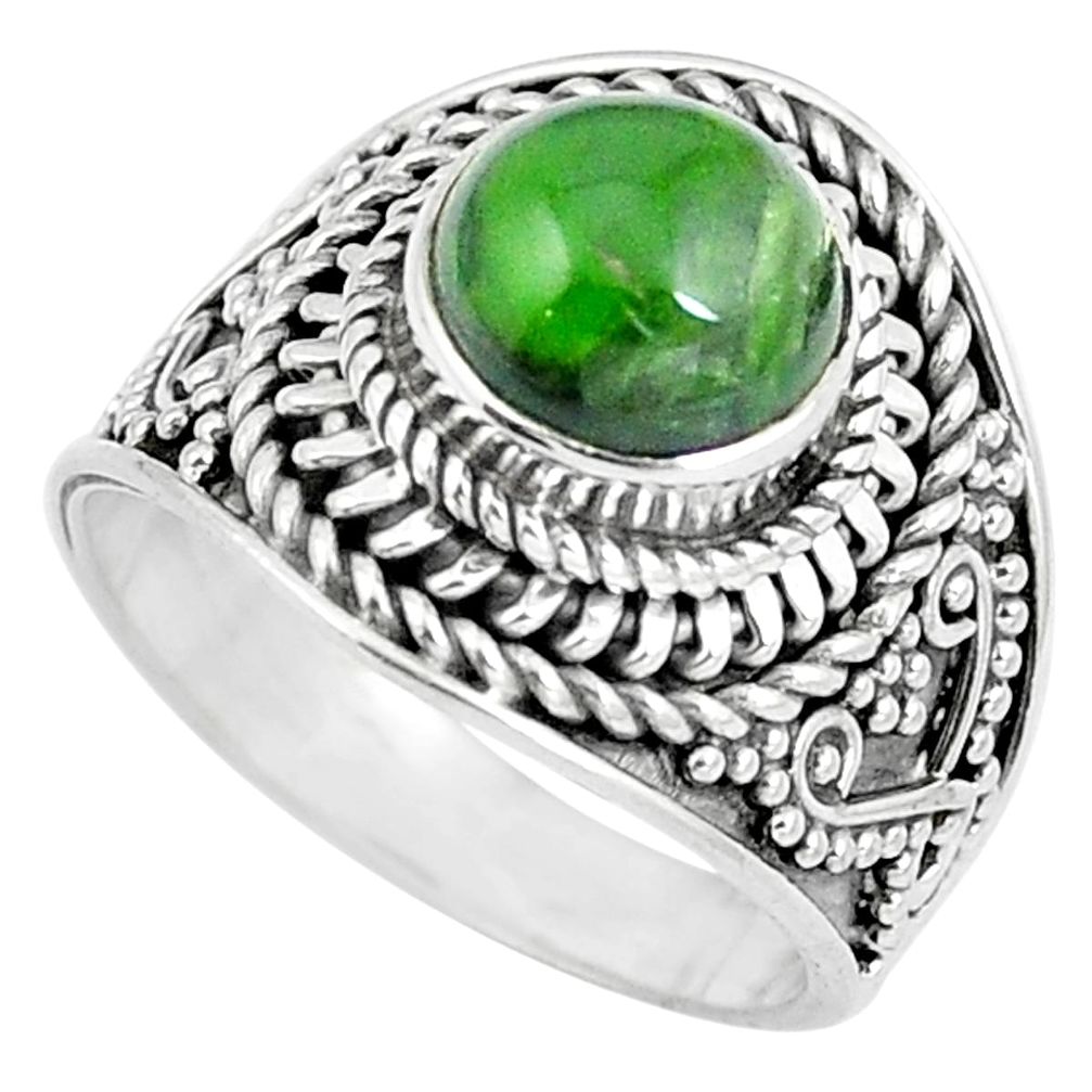 Natural green chrome diopside 925 sterling silver ring size 6 m80989