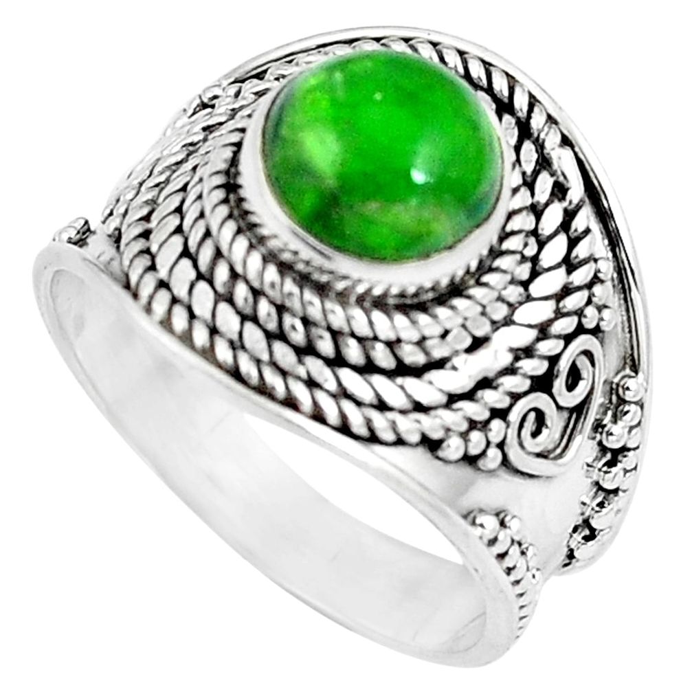 Natural green chrome diopside 925 sterling silver ring size 8 m81000