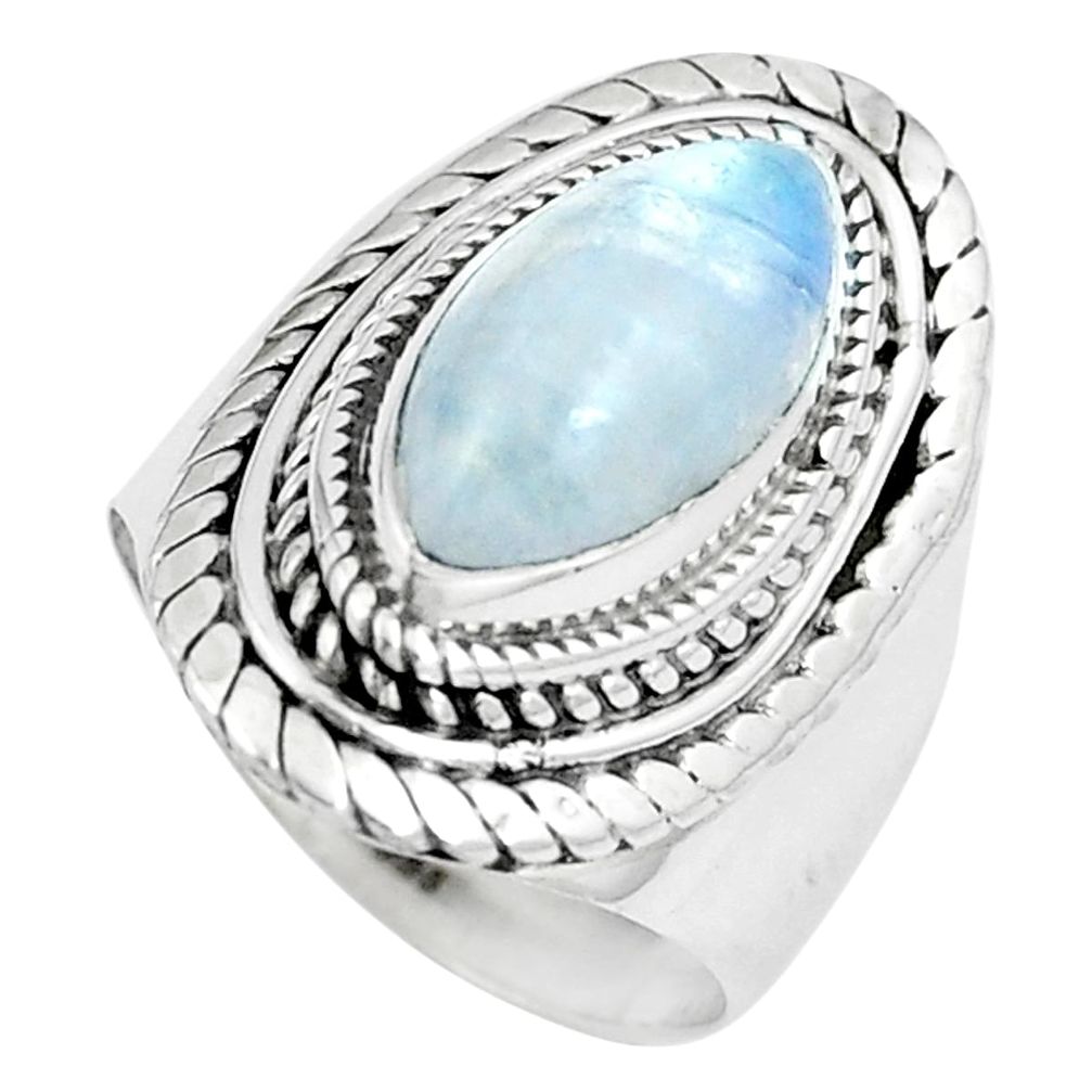 Natural rainbow moonstone 925 sterling silver ring jewelry size 5 m81036