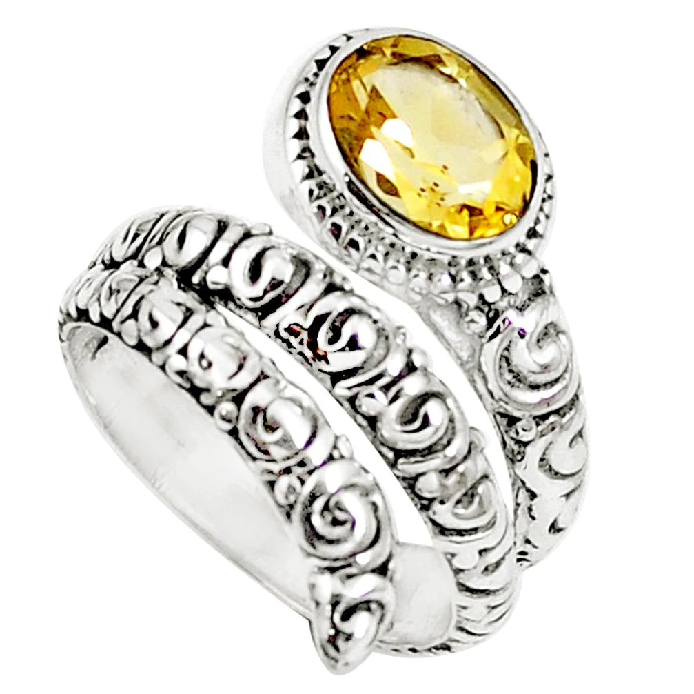 Natural yellow citrine 925 sterling silver ring jewelry size 6 m81039