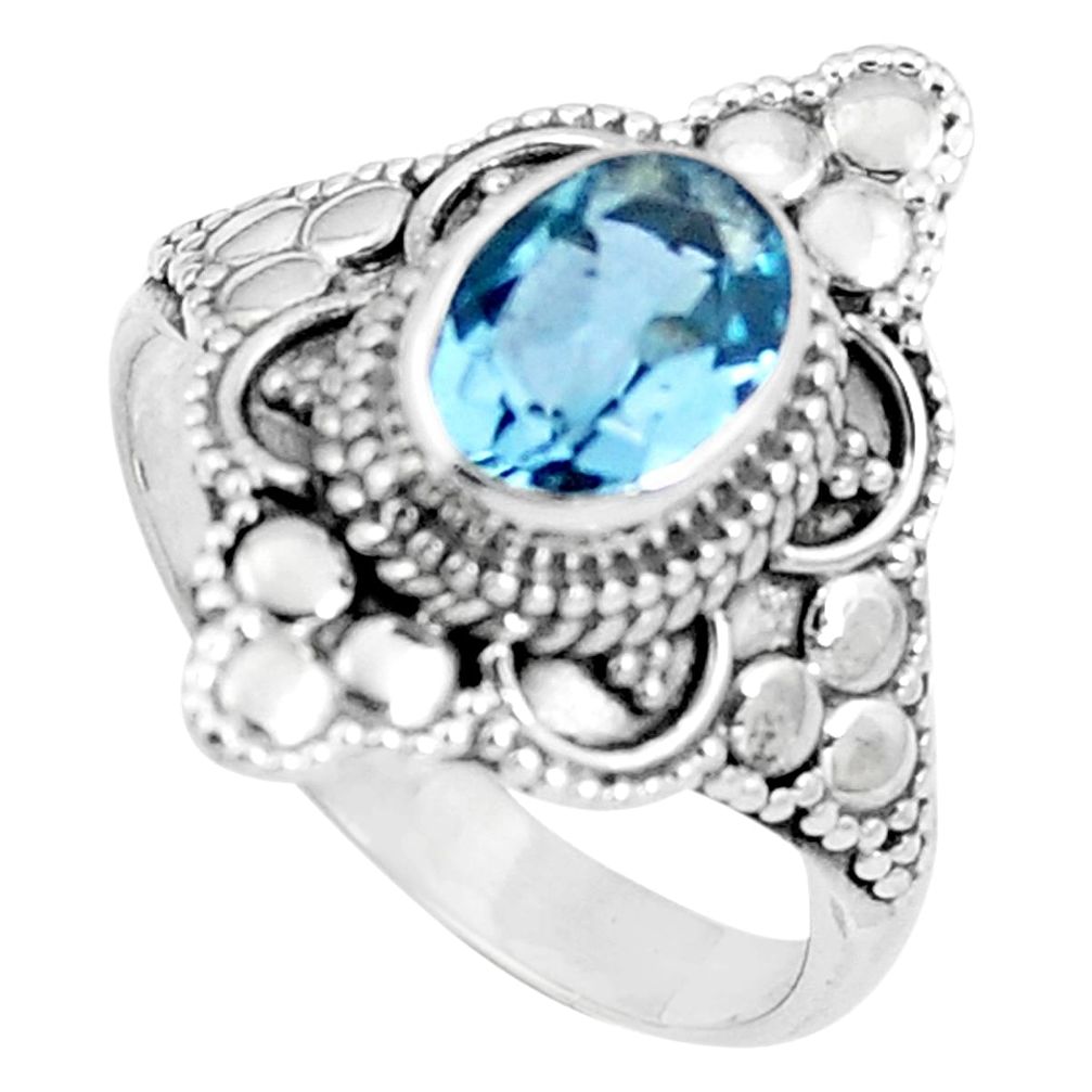 Natural blue topaz 925 sterling silver ring jewelry size 7 m81049