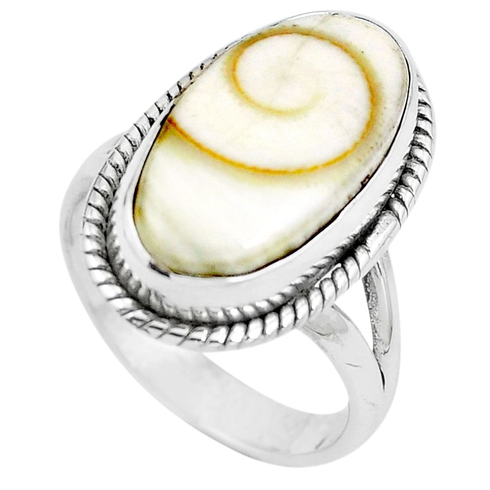 Natural white shiva eye 925 sterling silver ring jewelry size 6 m82642