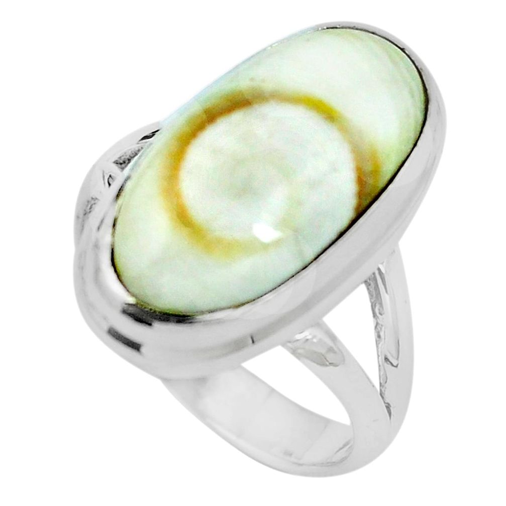 Natural white shiva eye 925 sterling silver ring jewelry size 8 m82645