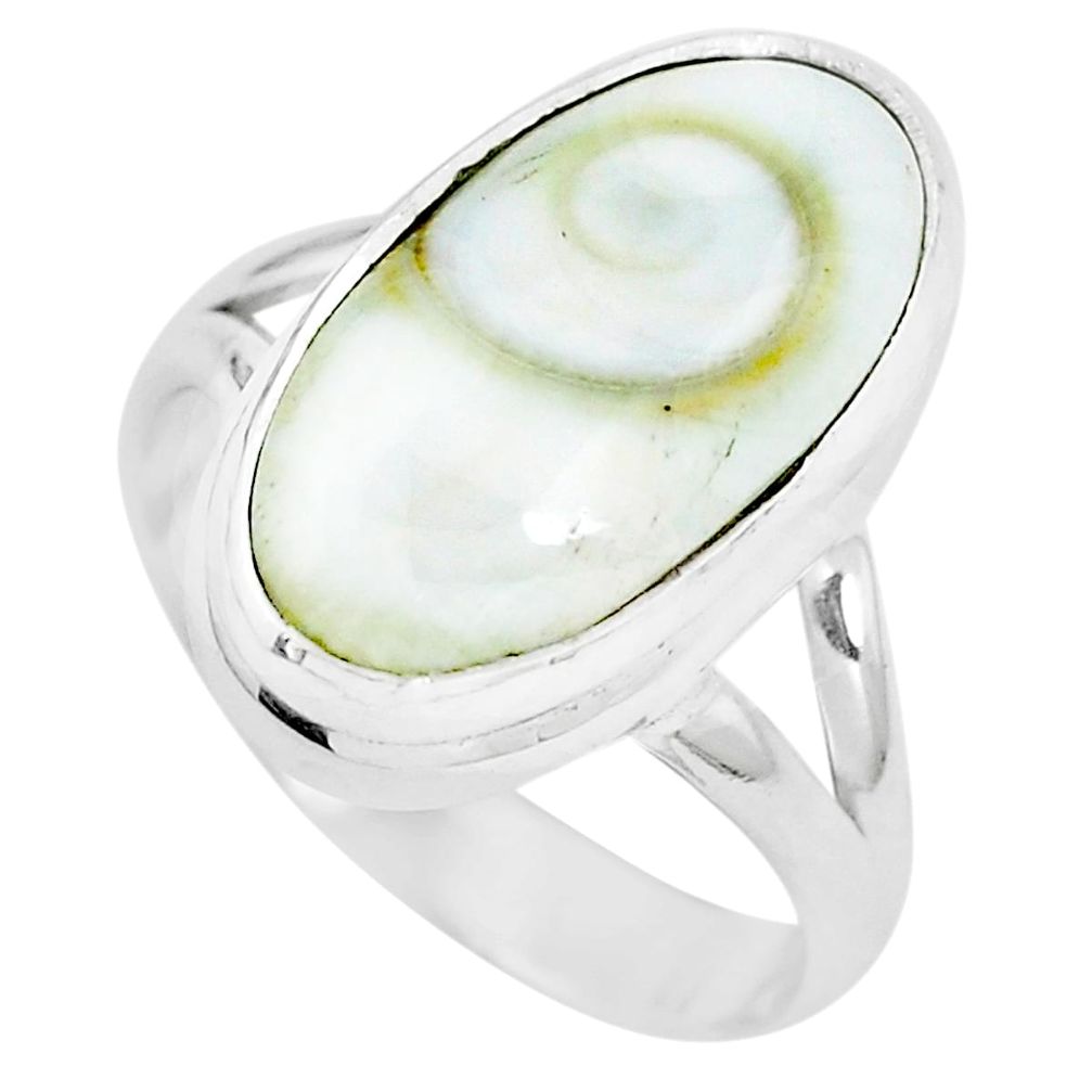 Natural white shiva eye 925 sterling silver ring jewelry size 7 m82648