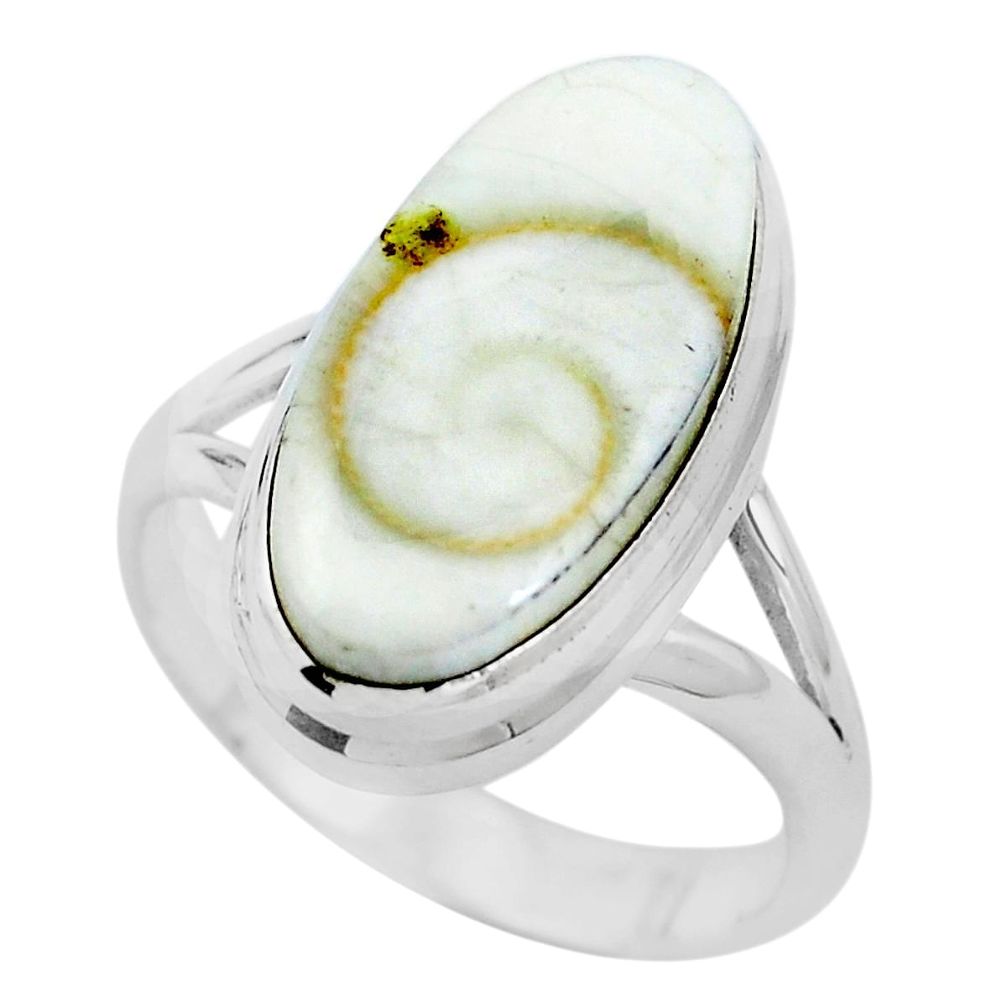 925 sterling silver natural white shiva eye oval ring jewelry size 7 m82652