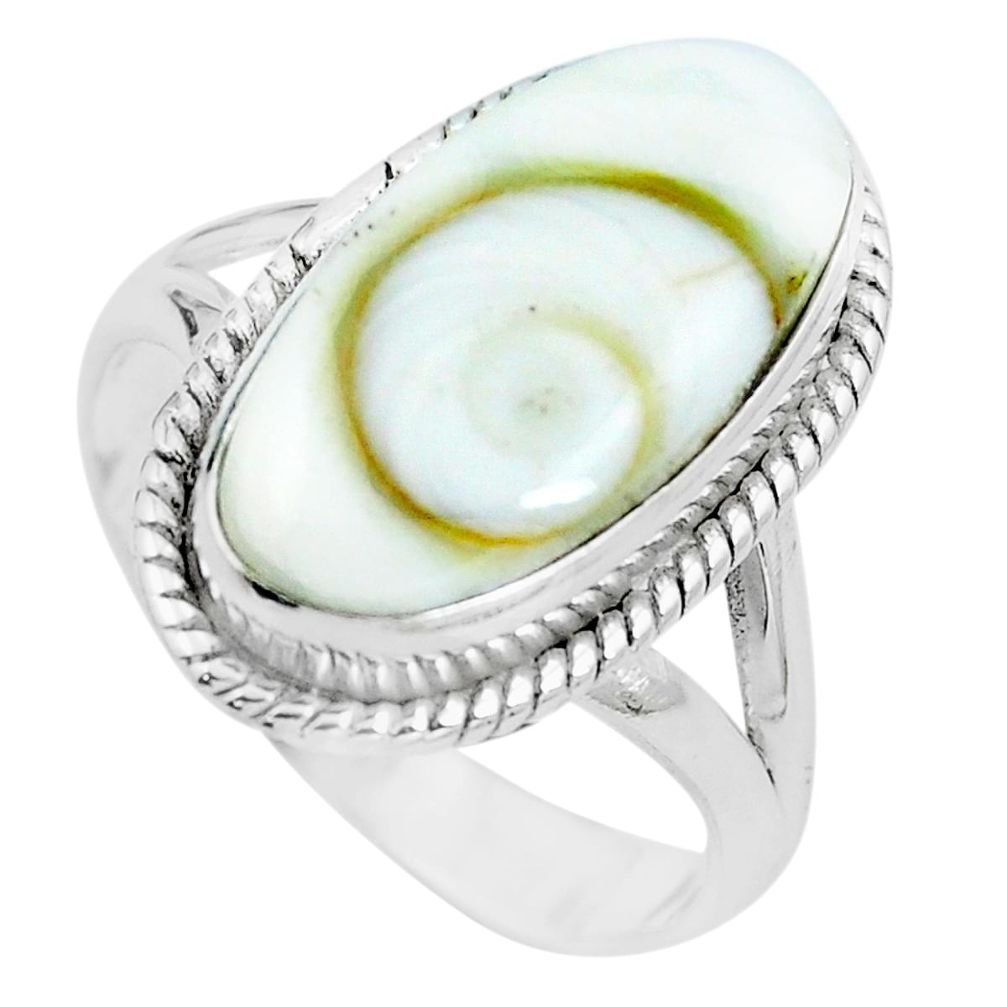 Natural white shiva eye 925 sterling silver ring jewelry size 8.5 m82654
