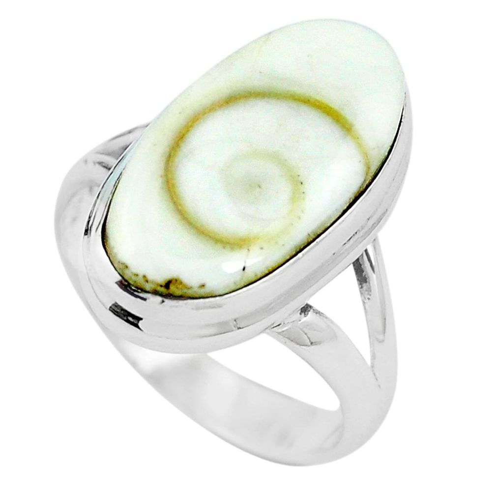 Natural white shiva eye 925 sterling silver ring jewelry size 6 m82657