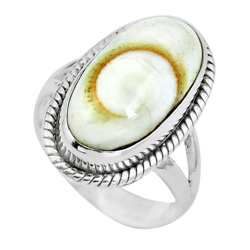 Natural white shiva eye 925 sterling silver ring jewelry size 5.5 m82659