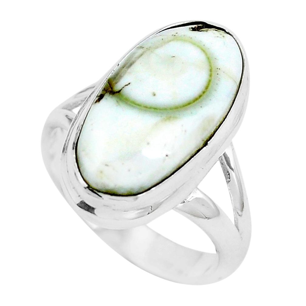 Natural white shiva eye 925 sterling silver ring jewelry size 6 m82660